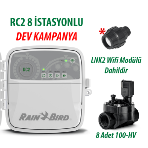 Rain Bird Dış Mekan RC2-8 İstasyonlu Kontrol Ünitesi + 8 Adet 100HV Vana Seti
